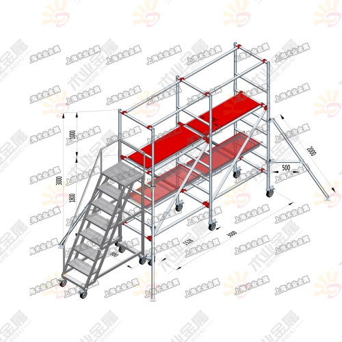 定制（雙聯(lián)排）鋁合金腳手架效果圖1