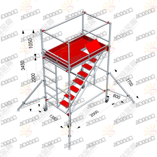 鋁合金腳手架一層帶護欄效果圖