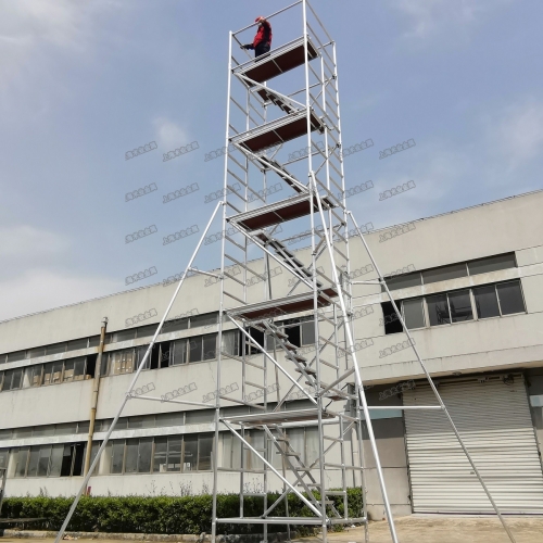 5層9.2米高鋁腳手架廠外搭建測試